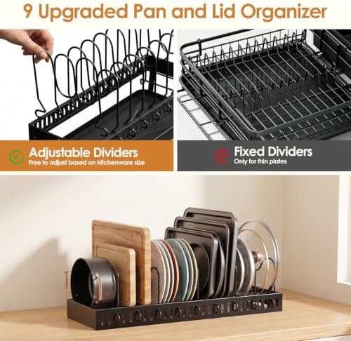 Housolution Large Expandable Dish Drying Rack for Kitchen Counter, Black - Image 2