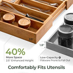 keechee Carbonized Large Bamboo Kitchen Drawer Organizer, 12 Slots Expandable Silverware Organizer, Utensil Holder & Cutlery Tray, 2.5" Deep for Extra Capacity, Non-Slip Feet Included - Image 3