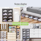 8 Pack XL Shoe Storage Box Organizer,Drop Side Large Shoe Boxes Clear Plastic Stackable Container,Magnetic Sneaker Display Case, Fit up to US 13（13.4”x 10.6”x 8.3”(8 Pack Black) - Image 3