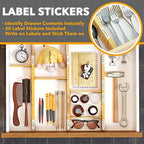 SpaceAid Bamboo Drawer Dividers with Inserts and Labels, Kitchen Adjustable Drawer Organizers, Expandable Organization for Home, Office, Dressers and Bathroom, 8 Dividers with 18 Inserts (17-22 in) - Image 4