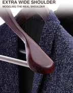 SMARTOR Suit Hangers for Men 8 Pack, Wide Shoulder Wooden Suit Hangers with Non Slip Pant Holder, Wide Hanger for Suit, Coat, Jacket, Gown, Heavy Duty Wood Suit Hanger, Cherry - Image 4