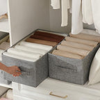 Linen Folding Storage Bins, 3 Pack Large Storage Baskets, Washable, Clothing Storage Bins with Handle, Closet Organizer for Storage Sweater,Sheets(dark grey, 18½"x11 x8½) - Image 4