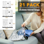 SpaceAid Travel Vacuum Bags for Luggage with Electric Pump, 21 Pack Vacuum Seal Bags for Clothing Travel, Space Saver Compression Bag for Backpack and Suitcase - Image 4