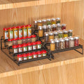 2 Pack Spice Rack Organizer for Cabinet, 4 Tier Black (S&L) Seasoning Organizer Rack for Inside Cabinets, Countertop, Pantry Storage by GREATLUHENGPING