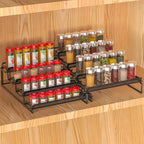 2 Pack Spice Rack Organizer for Cabinet, 4 Tier Black (S&L) Seasoning Organizer Rack for Inside Cabinets, Countertop, Pantry Storage by GREATLUHENGPING