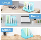 Desk Organizers Metal Magazine File Holder Racks Desktop Folder Storage Binder Organiser Document Organization for Home Office & Classroom,5 Vertical Compartments-Blue - Image 7