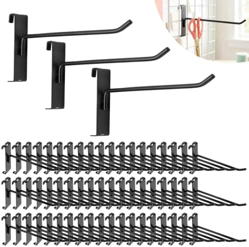 60 PCS 6 Inch Gridwall Hooks, Heavy Duty Black Display Hooks for Grid Wall Panels, Metal Hook for Retail Stores, Home and Garage Storage by ZUDKSUY
