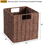 Vagusicc Wicker Storage Basket, Set of 2 Hand-Woven Storage Baskets for Shelves with Handles, Foldable Cube Storage Baskets Bins Organizer, 13 inch Large Wicker Baskets for Pantry Bedroom Decor, Brown - Image 2