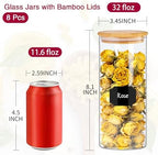 BGraceyy 32 oz 8 Pcs Glass Jars with Bamboo Lids, Stackable Clear Food Storage Jars, Airtight Kichen Glass Pantry Storage Containers with Lids for Rice, Candy, Sugar, Flour, Nuts, Cookie, Coffee Bean - Image 2