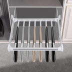 11 Arms Slide Out Pants Rack Closet Pants Hanger Bar Pull Out Trousers Rack Tie Belts Scarf Racks, Top Mounted Wardrobe Clothes Organizers Rail Pull Out Closet Storage Rod-Silver White - Image 3