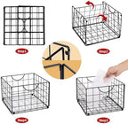 DINGTAI Metal Wire Basket Foldable Set of 4, Metal Bins for Organizing with PVC Sheet, 10.5x10.5in Wire Pantry Baskets Freezer Organizer Bins for Kitchen Closet Bathroom-Black - Image 3
