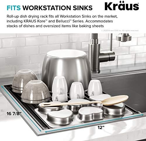 Kraus Multipurpose Workstation Sink Roll-Up Dish Drying Rack, Colander and Trivet in Black, KRM-11BL (Pack of 2) - Image 4
