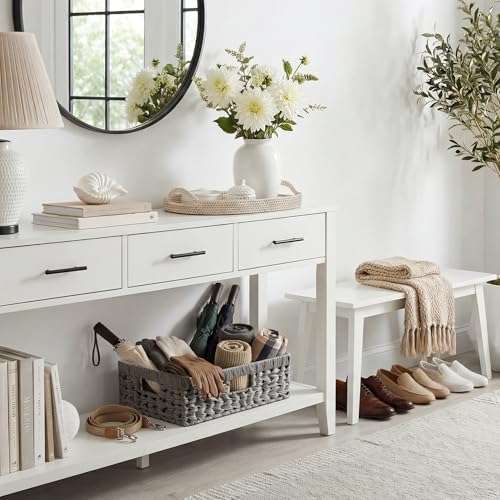 GRANNY SAYS Wicker Storage Basket for Shelves,Waterproof Gray Basket,1-Pack - Image 4