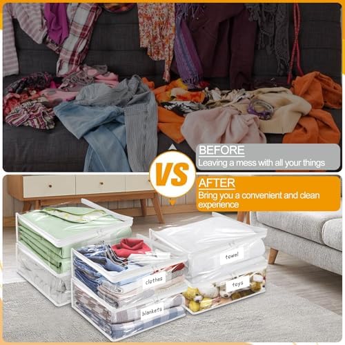 Plastic Storage Bags with Easy-Glide Zipper, Pack of 8, Durable Clear Vinyl Zippered Storage Bags for Clothes Sweaters Comforters Blankets Sheets Bedding (18 x 15 x 4 Inch, Transparent White) - Image 7