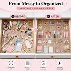 24 Pcs Clear Adjustable Drawer Organizer, 3-Size Expandable Desk Drawer Organizer Box, Acrylic Storage Bins for Makeup, Cosmetic, Kitchen Utensils, Bedroom Dressers Tool Organizer for Gadgets (24) - Image 5
