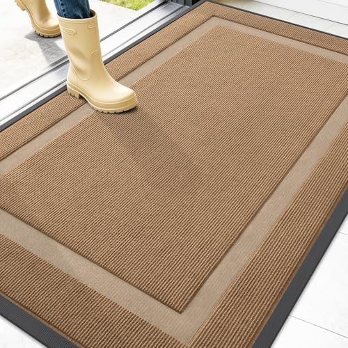 OLANLY Front Door Mat Outside 47x34, All-Season Heavy-Duty Rubber Doormat by OLANLY
