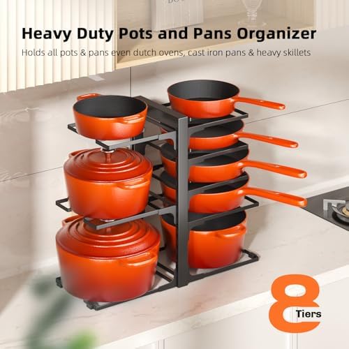 MUDEELA 8-Tier Pots and Pans Organizer under Cabinet, 15.9" H Heavy-duty - Image 2