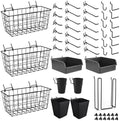 Pegboard Basket Organizers, 42Pack Peg Board Baskets Hooks Bins Cups(Black) by GCORE
