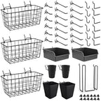 Pegboard Basket Organizers, 42Pack Peg Board Baskets Hooks Bins Cups(Black) by GCORE