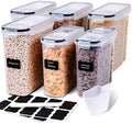 FOOYOO Cereal Containers Storage Set - 6 Piece Airtight Large Dry Cereal Storage Containers(4 * 4L+2 * 2.5L), BPA Free Dispenser Plastic Cereal Storage Containers with 16 Labels & Pen by FOOYOO