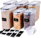 FOOYOO Cereal Containers Storage Set - 6 Piece Airtight Large Dry Cereal Storage Containers(4 * 4L+2 * 2.5L), BPA Free Dispenser Plastic Cereal Storage Containers with 16 Labels & Pen by FOOYOO
