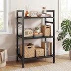 DUMOS 3 Tier Bookshelf, Home Office Bookcase Shelf Storage Organizer - Image 2