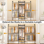 ULIFHOME M7 Wall-Mounted Clothes Rack, Heavy-Duty Garment Closet System - Image 3