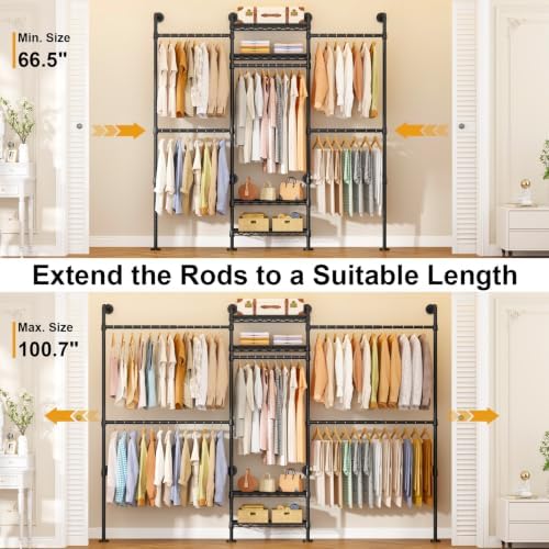 ULIFHOME M7 Wall-Mounted Clothes Rack, Heavy-Duty Garment Closet System - Image 3