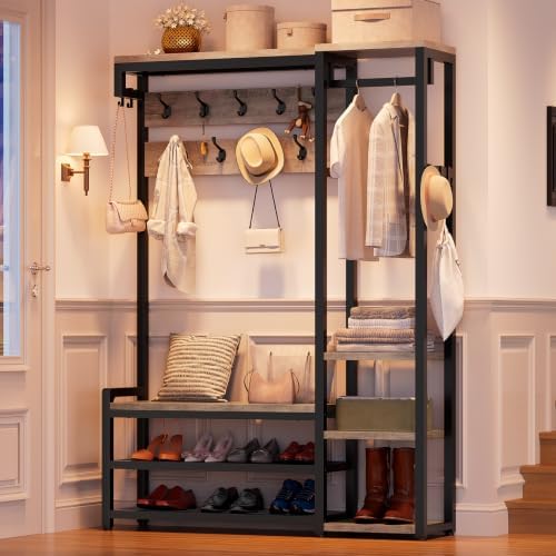 RALGEND Hall Tree with Bench and Shoe Storage, Shoe Rack with Coat Rack - Image 4
