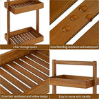 Utoplike Teak Wood Shower Caddy Corner, Bathroom Standing Rack Countertop - Image 6