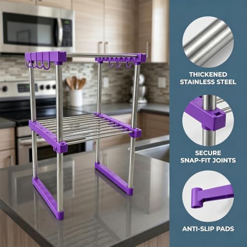 BLULEE Expandable Cabinet Organizer, Adjustable Storage Shelf Purple - Image 5