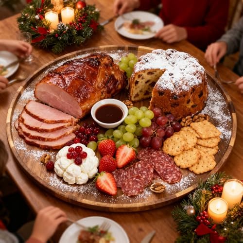 Utoplike Extra Large Acacia Serving Tray, Rotating 23.6'' Charcuterie Board - Image 6