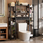 Besiost Over The Toilet Storage, 11 Tier Bathroom Organizer with Dual Side Racks and 2 Fabric Drawers, Adjustable Freestanding Rack Space Saver for Small Spaces, Black - Image 4