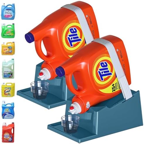 Liquid Laundry Detergent Holder Stand with Drip Tray - 2 Pack - Slate Grey by Skywin