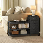 YATINEY Entryway Bench with Shoe Storage, 3-Tier Shoe Rack Bench with Wooden Shelves and 3 Non-Woven Drawers, PU Padded Shoe Storage Bench for Entryway, Bedroom, Black HX07BB - Image 7