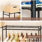 Neprock Portable Closet Wardrobe, Metal Clothing Rack with 8 Shelves & 1 Hang Rod, Free Standing Closet Rack for Hanging Clothes Closet Organizers and Storage, 63"*63"*12", Black - Image 6