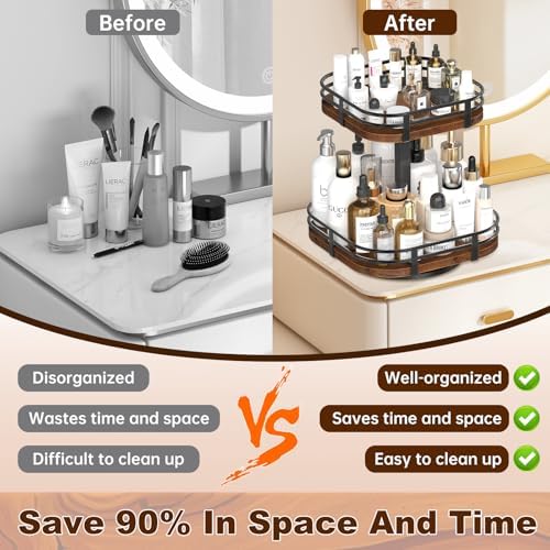 12" Large Lazy Susan Turntable Organizer - 2 Tier Spice Rack for Table Top - Image 6