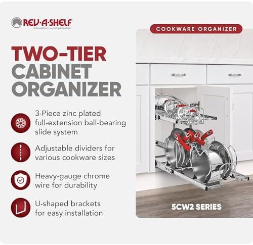 Rev-A-Shelf Dual Kitchen Cabinet Pullout Organizer, Min Open Width of 11.5" - Image 6