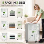 15 Packs Vacuum Bags for Travel with Rechargeable air Pump, 3 Sizes Vacuum Seal Bags for Clothing, Space-Saving Compression Storage Bags for Travel & Closet Organization - Image 3