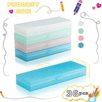 Fainne 36 Pcs Plastic Pencil Cases Bulk, Pencil Box, White Pink Blue Green - Image 2