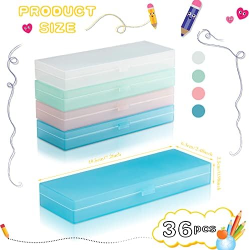 Fainne 36 Pcs Plastic Pencil Cases Bulk, Pencil Box, White Pink Blue Green - Image 2