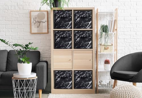 Sorbus 11 x 11 Storage Cubes, Foldable Fabric Bins (4 Pack, Marble Black) - Image 4