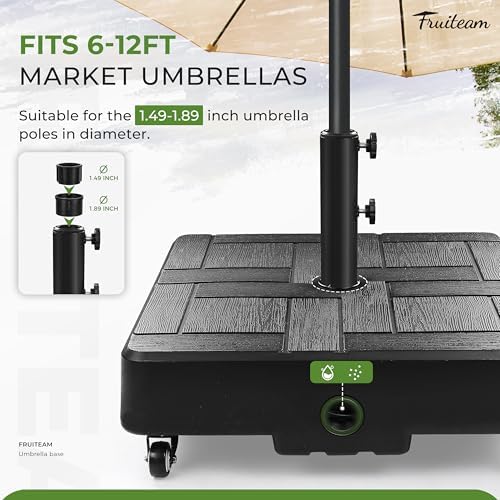 FRUITEAM 155 LBS Fillable Mobile Umbrella Base with Wheels - Image 5