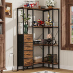 AFLUI 4-Tier Corner Bookshelf with LED Light Strips, 4 Fabric Drawers - Image 3