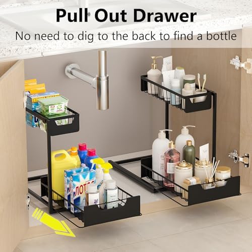 Ceetug Under Kitchen Sink Organizers and Storage, Black, 2 Pack - Image 3