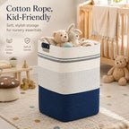 Laundry Hamper, Cotton Rope Laundry Basket with Leather Handles, 22.5-Gallon/85 L Large Clothes Hampers for Laundry, Woven Laundry Baskets for Blankets, Clothing, Bedroom, Living Room, Nursery - Image 4