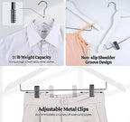White Wooden Skirt Hangers with Clips 16Pack, Wooden Coat & Pants Hangers with Adjustable Metal Clips for Slacks, Jeans, Shorts, Jacket, Blouse, Clothes & Suit - Image 4