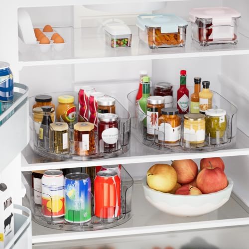 Lazy Susan Organizer for Refrigerator, 13" x 8.5" Clear Rectangular Fridge Organizer Turntable for Condiments, Spice Racks Organizer for Cabinet, Pantry & Kitchen Countertop (2 Piece) - Image 4