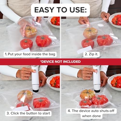 Chef Preserve Reusable Vacuum Sealer Bags for Food - 30 BPA-Free XL Large (12 x 20 in) Food Storage Bags, Freezer, Microwave - Odor-Resistant, Leak-Proof - Compatible with Chef Preserve Vacuum Sealers - Image 5
