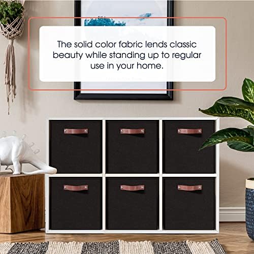 Ornavo Home 11x11 Foldable Fabric Storage Cube Bins, 6 Pack, Black - Image 2